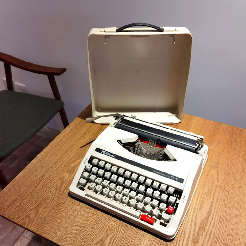 Traditional Portable Manual Typewriter, Classic Old-Fashioned Machinery Typewriter, Vintage Typewriter for Nostalgic Flow, Flexible Buttons Clear Handwriting with Case, Literary Retro Collection Gift