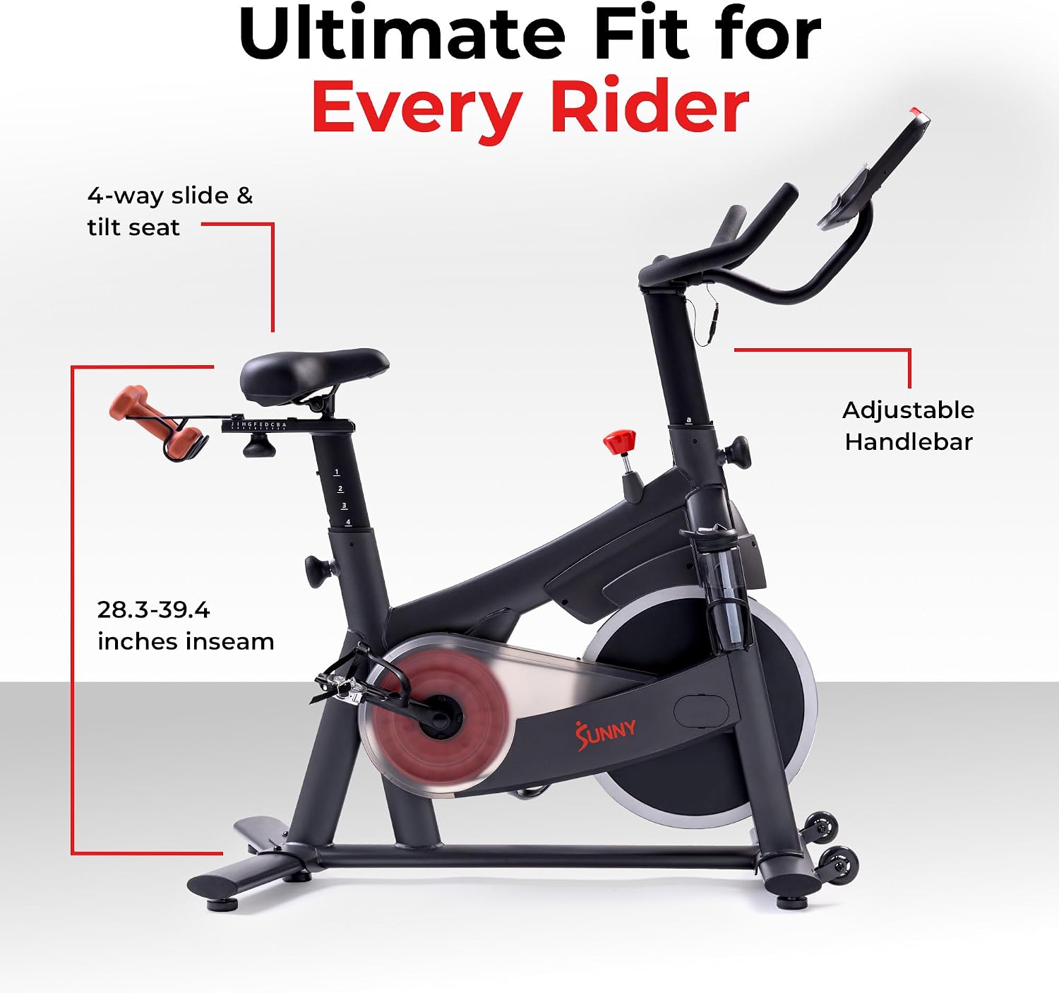 Sunny Health & Fitness Smart Magnetic Indoor Cycling Bike, Stationary Exercise Cardio Equipment, Free SunnyFit Training App