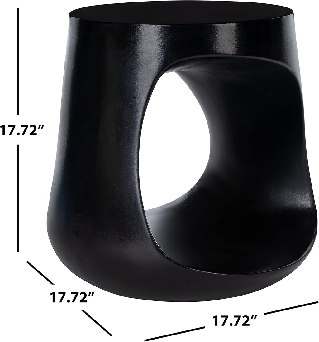 SAFAVIEH Outdoor Collection Vikki Modern Black Concrete Accent Table (Fully Assembled) VNN1040C