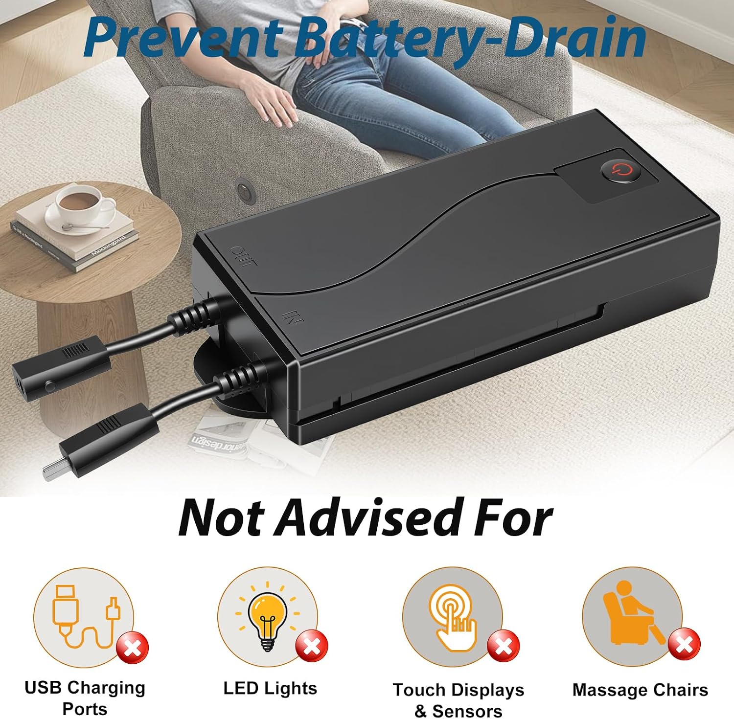 2 Pack Battery Pack for Reclining Furniture,Recliner Battery Packs Fits for 2 Pin, Universal Wireless Batteries for Reclining Furniture with Charger for Electric Recliner,Sofa,Couch,Lift Chair