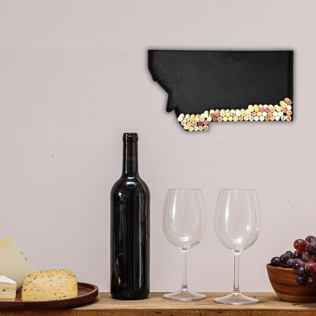 NEONSİGN Montana State Map Wine Cork Holder Metal Montana Decor Sign Wine Bar Pub Home Decoration (Black, 18 inch)