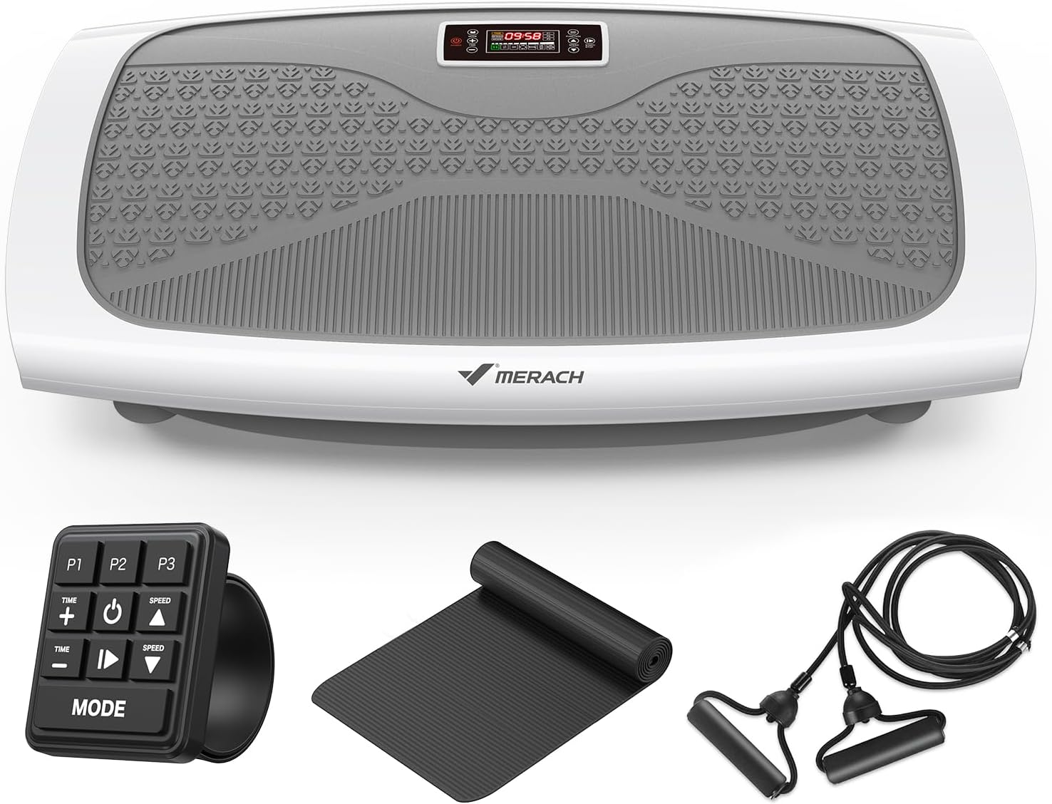 MERACH Vibration Plate Exercise Machine, 3D & 4D Vibration Plate for Lymphatic Drainage Weight Loss with 2 Tension Ropes, Whole Body Vibration Platform for Women Men, Exercise Equipment for Home