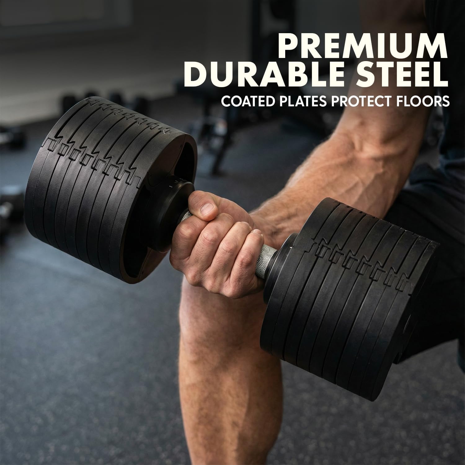 SQUATZ Adjustable Dumbbells with Quick Weight Change, Space-Saving Dumbbell Set with Anti‑Slip Handle, Secure Locking System, Heavy‑Duty Plates & Base for Home Workout and Strength Training