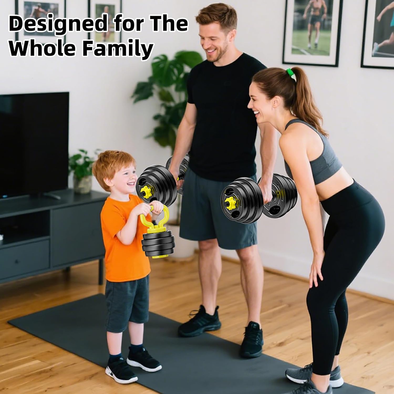 Adjustable Dumbbell Set, 10-90lbs Free Weights with Connector – 4 in 1 Dumbbells, Barbell, Kettlebell & Push Up Stand, Adjustable Weights Set for Home Gym Fitness Equipment for Men & Women