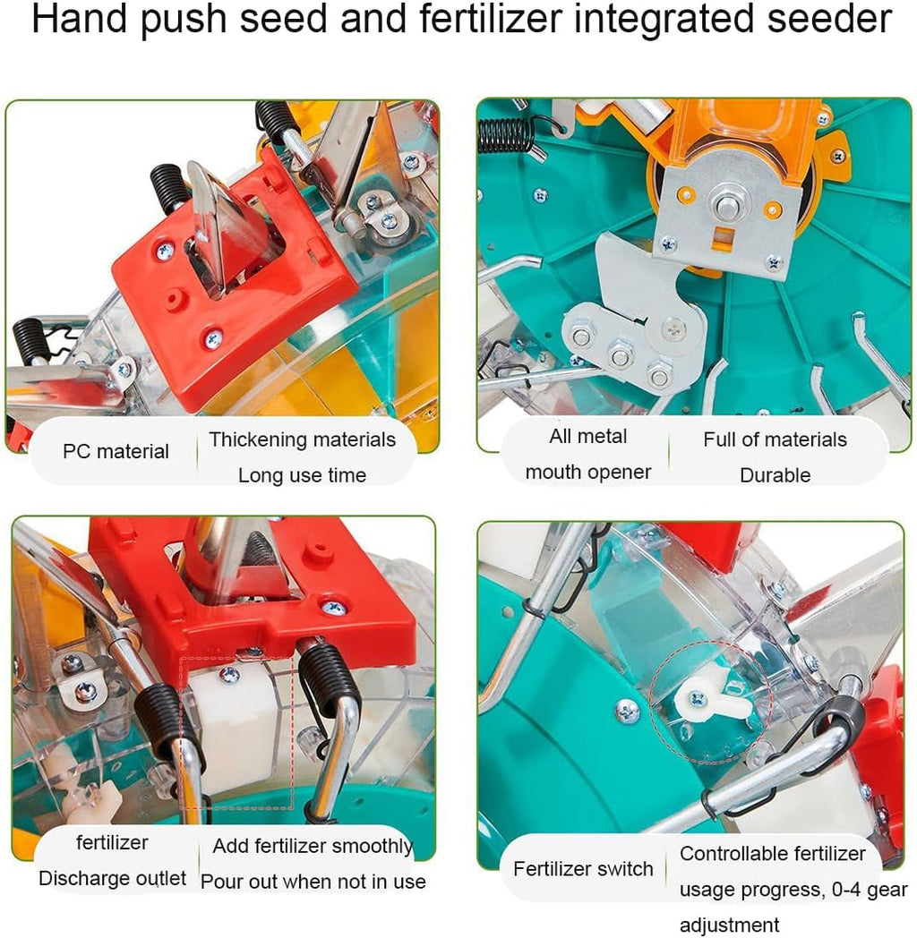 Hand-Push Roller Seeder, Lawn & Garden Spreaders with Wheels,Manual Seeder,Garden Seeder,Corn Planter Seeder, for Soy Peanut Corn Cotton Soybean,7 Mouths (6 Mouths