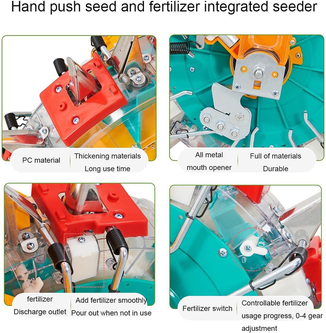 Hand-Push Roller Seeder, Lawn & Garden Spreaders with Wheels,Manual Seeder,Garden Seeder,Corn Planter Seeder, for Soy Peanut Corn Cotton Soybean,7 Mouths (6 Mouths