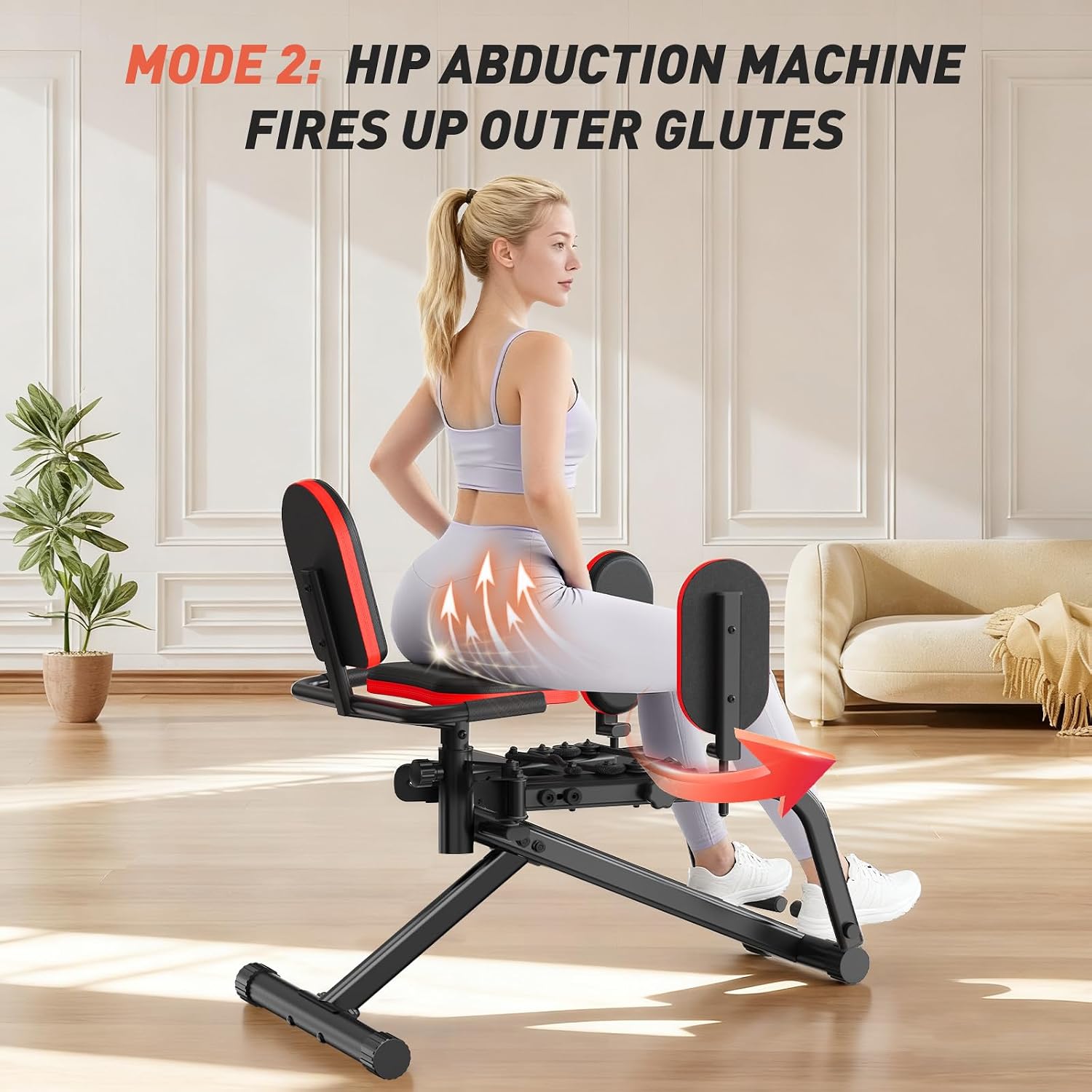ERGOLIFE Hip Adduction Abduction Machine with 6 Resistances for Home/Office Gym, 2 in 1 Inner Thigh Exercise Equipment Buttocks Lifting Glute Machine for Men or Women