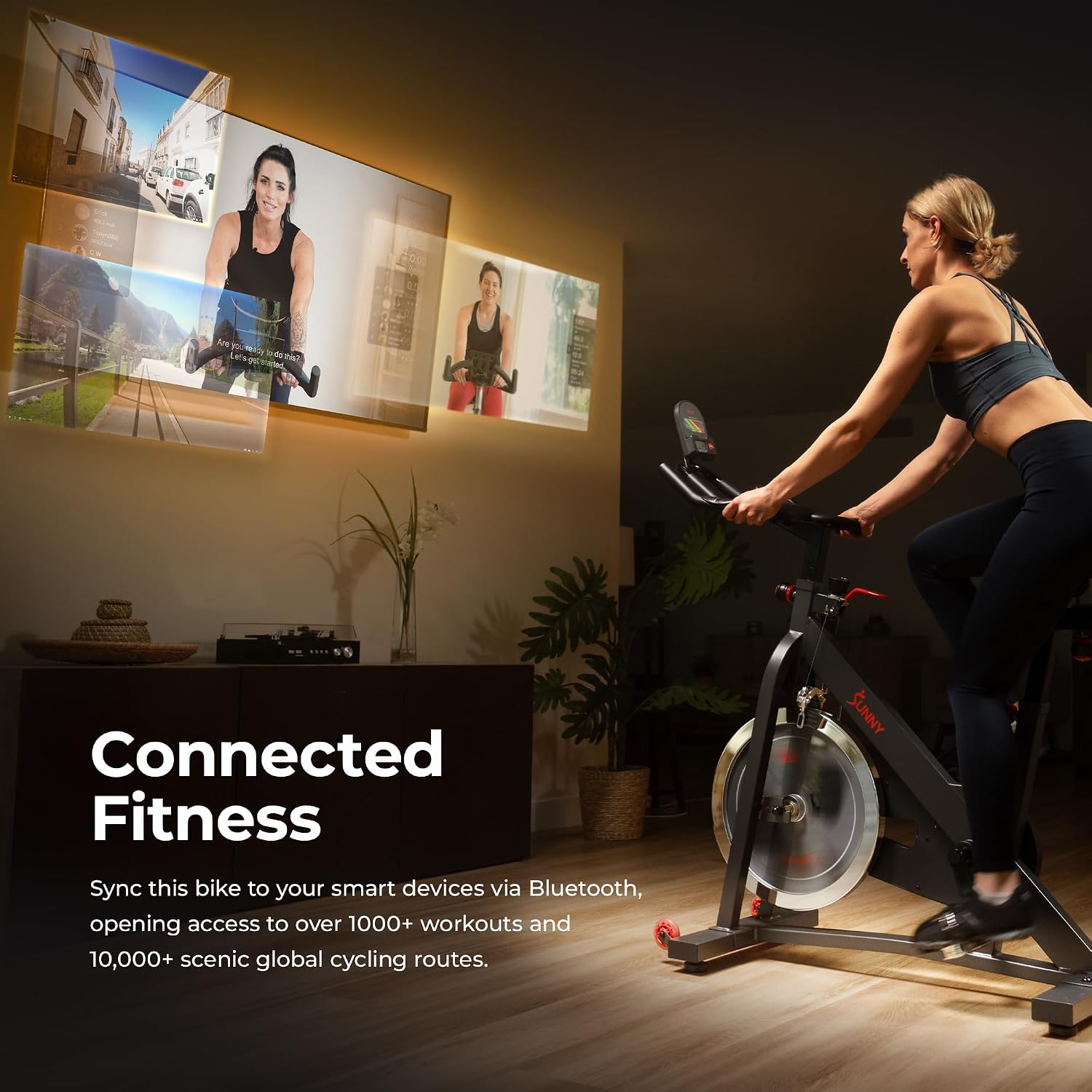 Sunny Health & Fitness Smart Cycling Exercise Bike, Free SunnyFit App Connection, Designed for Intensive Cardio Workout at Home, Adjustable Seat & Handlebar for Comfort Riding