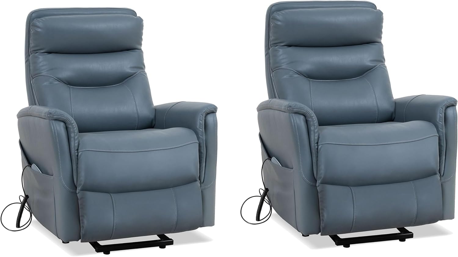 Parker Living Gemini - Softy Azure Power Lift Recliner Chair Two-Pack with Articulating Headrest, 90% Polyester and 10% PU, Electric Recliner for Living Room, Bedroom
