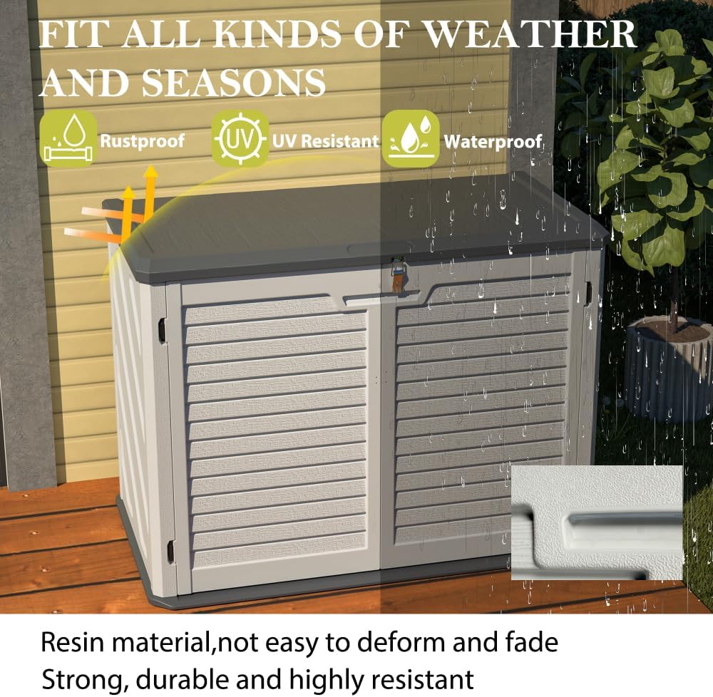 Heavy-Duty Plastic Storage Shed with Floor – Weather-Resistant Outdoor Utility Shed for Garden Tools, Lawn Equipment & Yard Supplies (M-with partitions -White + Plastic-1)