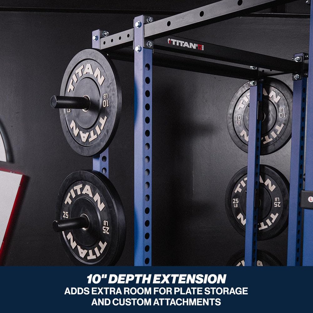Titan Fitness T-2 Series Power Rack Extension Kit, 12-Gauge Steel Uprights, Bolt-Together Rack Expansion for Home Gym with Weight Plate Holders