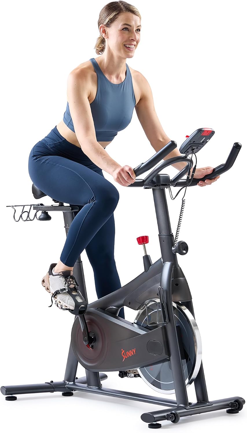 Sunny Health & Fitness Smart Magnetic Indoor Cycling Bike, Stationary Exercise Cardio Equipment, Free SunnyFit Training App