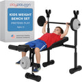 Play Platoon Kids Weight Bench Set - Kids Gym Equipment for Home - Bench Press Weight Sets for Boys - Toddler Gym Set Workout and Exercise Equipment - Ages 3+