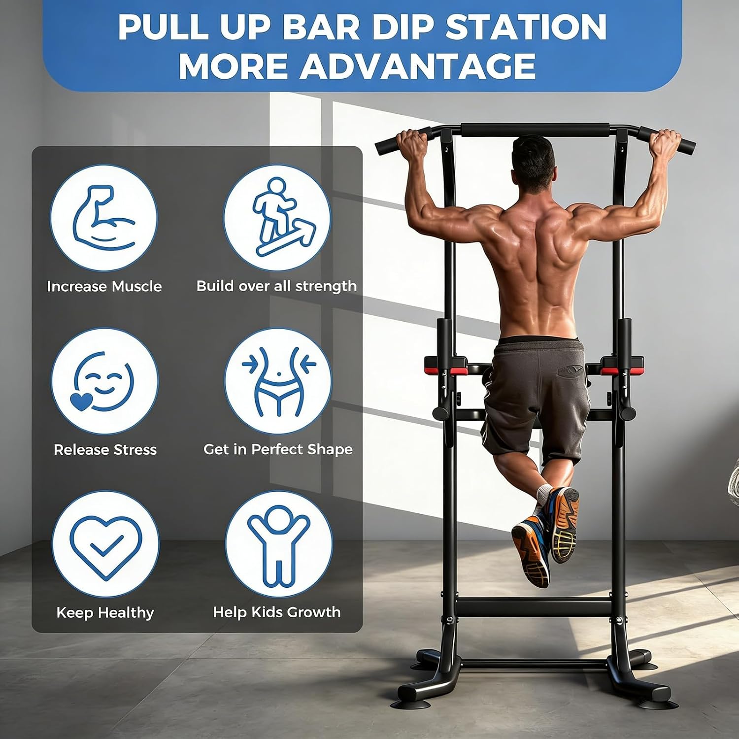 ZENOVA Pull Up Bar, Multi-Function Pull Up Dip Bar Station, Home Gym Workout Strength Training Equipment for Men Women Muscle Building