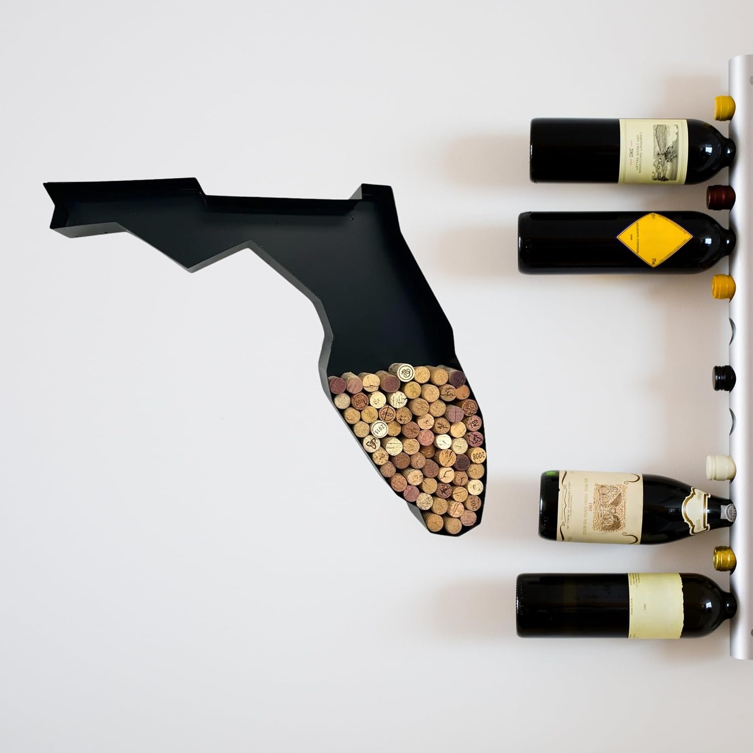NEONSIGN Florida State Map Wine Cork Holder Metal Arkansas Decor Sign Wine Bar Pub Home Decoration (Black, 18 in)