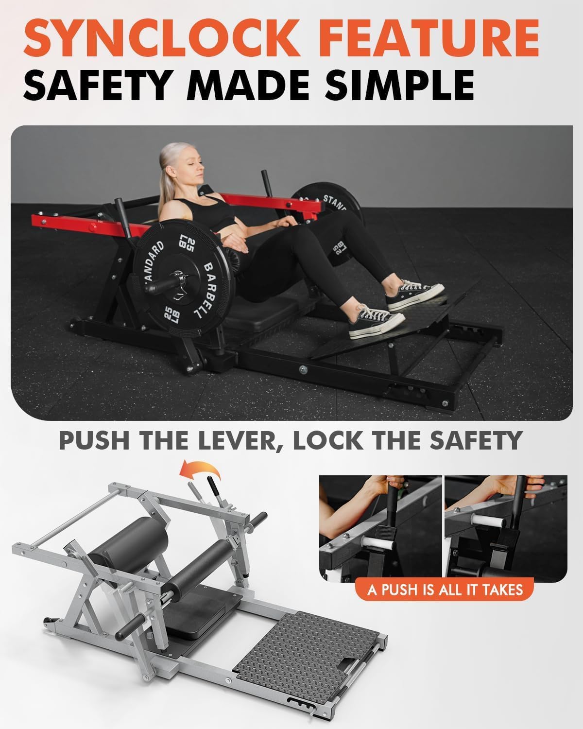 GMWD Hip Thrust Machine, 800LBS Plate-Loaded Glute Bridge Machine with Weight Holder, Heavy Duty Butt Exercise Equipment for Glute Muscles Building and Butt Shaping, Adjustable Footboard(R100LB