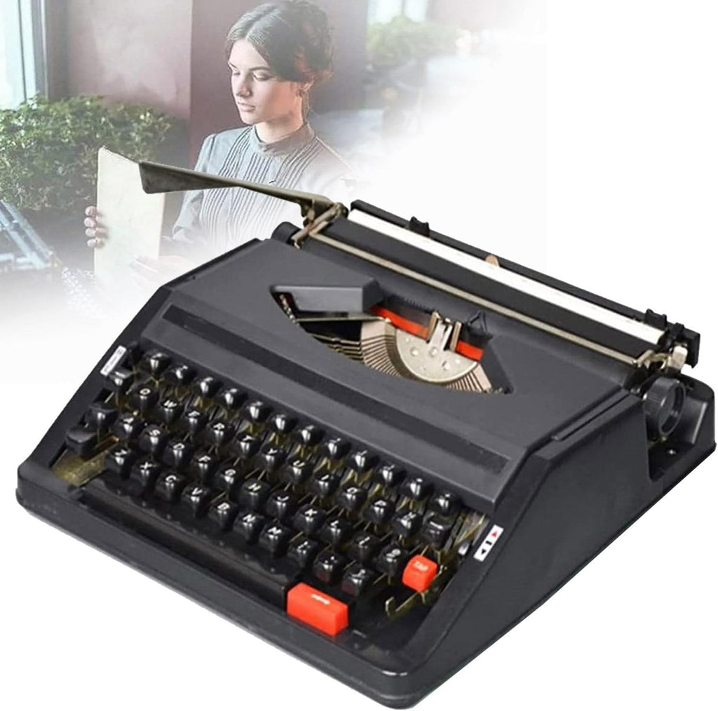 Classic Manual Typewriter, Traditional Portable Vintage Typewriter Deeply Restored by Craftsmen, Manual Typewriter for Writing, Literary Retro Collection Gift, Easy to Use Machinery Typewriter,Black