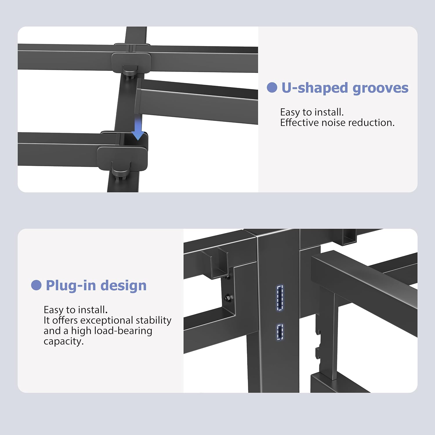 NKZ 22 Inch Full Size Bed Frame, Metal Bed Frame & Box Spring 2 in 1 Platform with Round Corner Legs, 4000Lbs Heavy Duty Metal Frame, Mattress Slide Stopper, Headboard Hole, Noise-Free, Easy Assembly