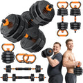5-in-1 Adjustable Dumbbell Set, 33/44/66/88lbs Free Weights Set with Connector, Used as Kettlebells, Barbell, Push up Stand, Standard 1' Plates, Fitness Exercises for Home Gym Suitable Women/Men
