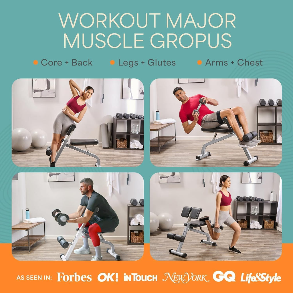 LifePro SculptTrainer Roman Chair with 330 lb Capacity — Incline Adjustable Hyperextension Bench for All-in-One Body Workout — Foldable Home Gym Back Extension Machine for Glutes, Core & Lower Back