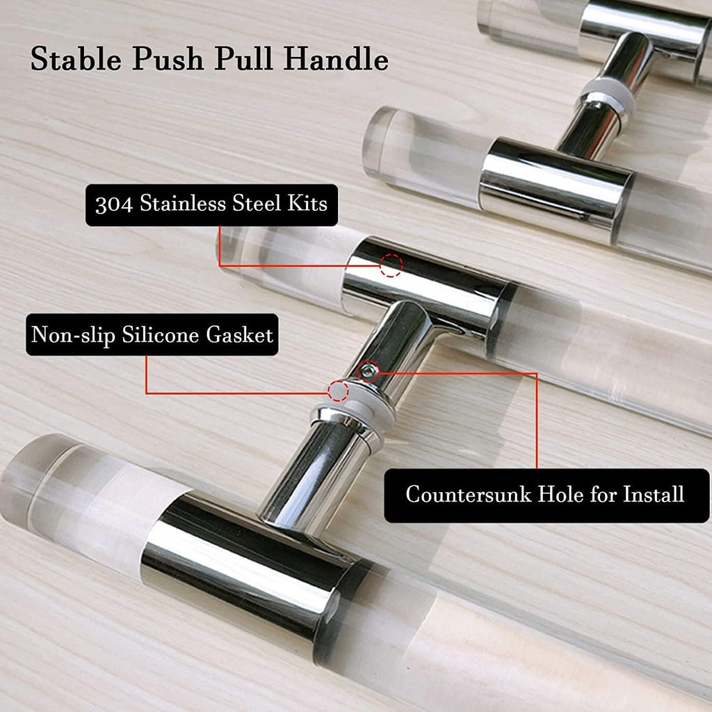 ETULLE Modern Push Pull Bar Handle,Sweet Shop Clinic Bakery Glass Door Handle,Home Indoor Outdoor Clear Acrylic Crystal Door Handles,Barn Door Hardware (Color :Rose Gold,Size :80cm/