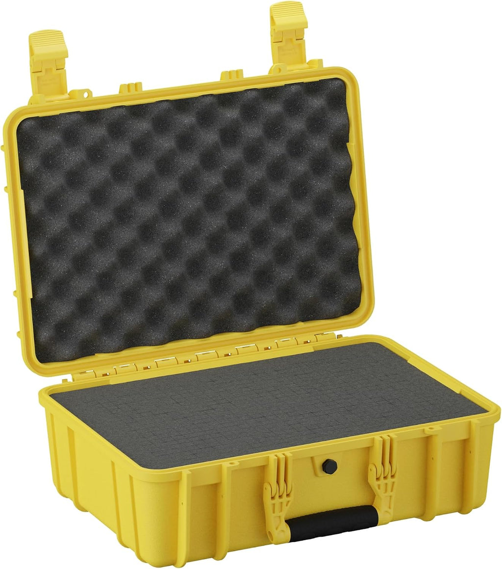 Condition 1 18' Medium Waterproof Hard Case with Foam, Model 801, Portable Protective Storage, Box for Travel, Tactical Gear, Made in USA, 18.36'x13.70'x 7.03' Yellow