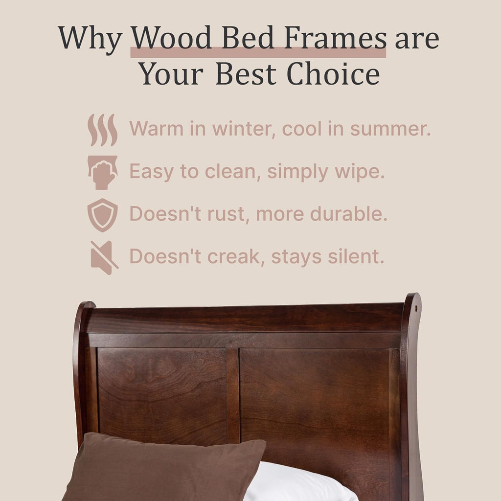 Furniture of America Louis Philippe Traditional Solid Wood 4 Piece Bedroom Set, Full Bed Frame, Nightstand, and Dresser with Mirror, Bedframe with Headboard and Footboard, Box Spring Needed, Cherry