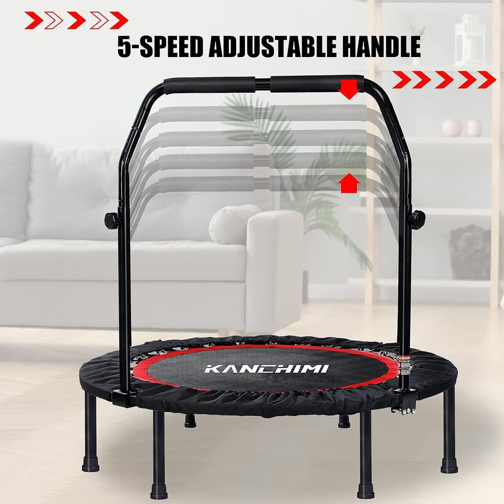 Kanchimi 40' 48' Folding Mini Fitness Indoor Exercise Workout Rebounder Trampoline with Handle, Max Load 330lbs