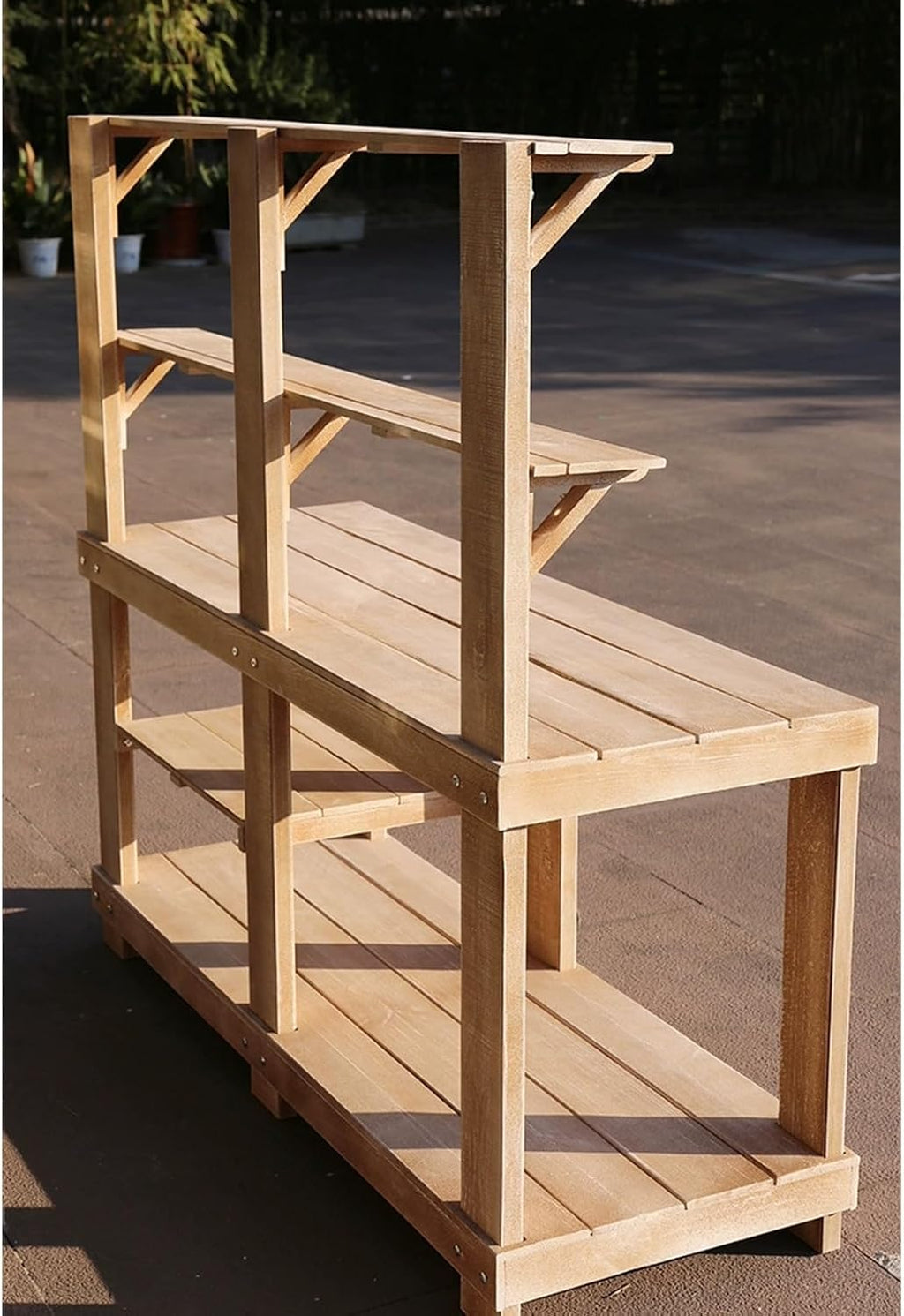 Outdoor Potting Bench Table, Large Horticulture Work Table with Storage Shelf, Wooden Potting Table for Garden Patio Backyard (Color : Natural)