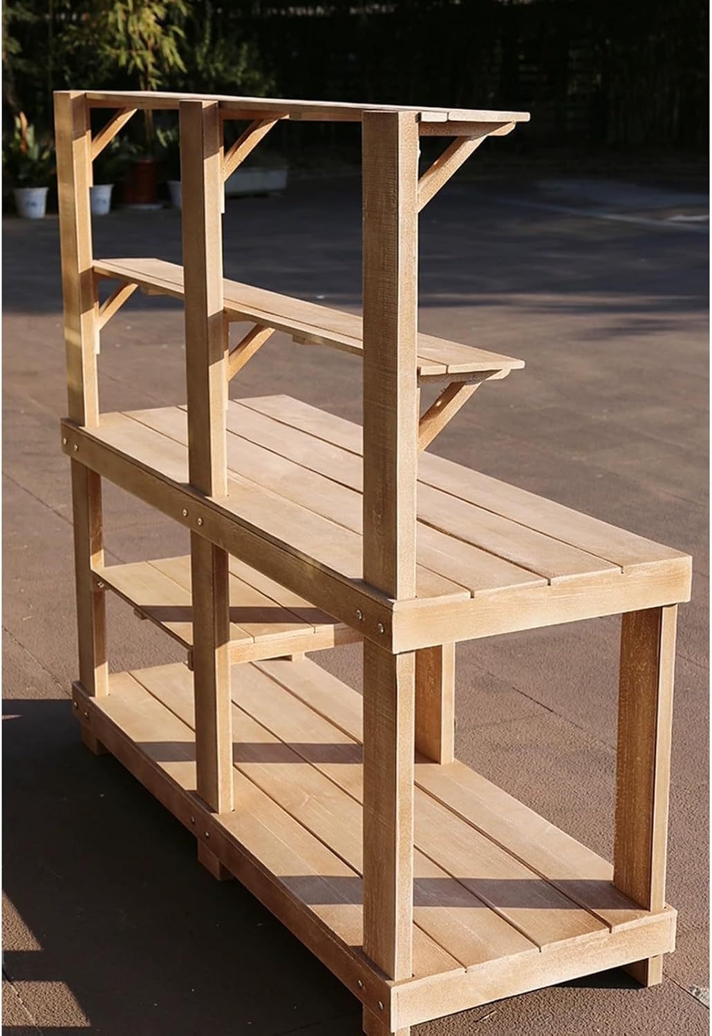 Outdoor Potting Bench Table, Large Horticulture Work Table with Storage Shelf, Wooden Potting Table for Garden Patio Backyard (Color : Natural)