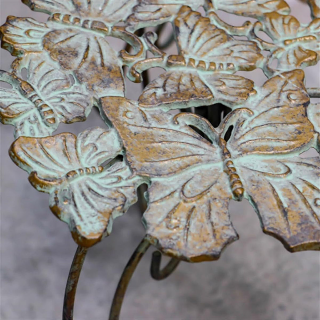 Outdoor Cast Iron Flower Stand, Heavy Duty Cast Iron Potted Plant Stand,Garden Potting Bench Table,Round Potted Plant Stand Rack,Decorative Flower Pot Holder,for Home Garden,Green,Large