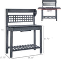 Outdoor Potting Workstation–Expandable Table | Removable Dry Sink|2-Tier Upper Shelf & Large Bottom Storage|Built-In Side Hooks|Wood Frame|Patio,Garden,Greenhouse