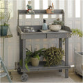 Drawer Rack Shelves Work Station Potting Table Work Bench Potting Table with Sink Garden Work Station Planting Bench (Grey 92x45x140cm)