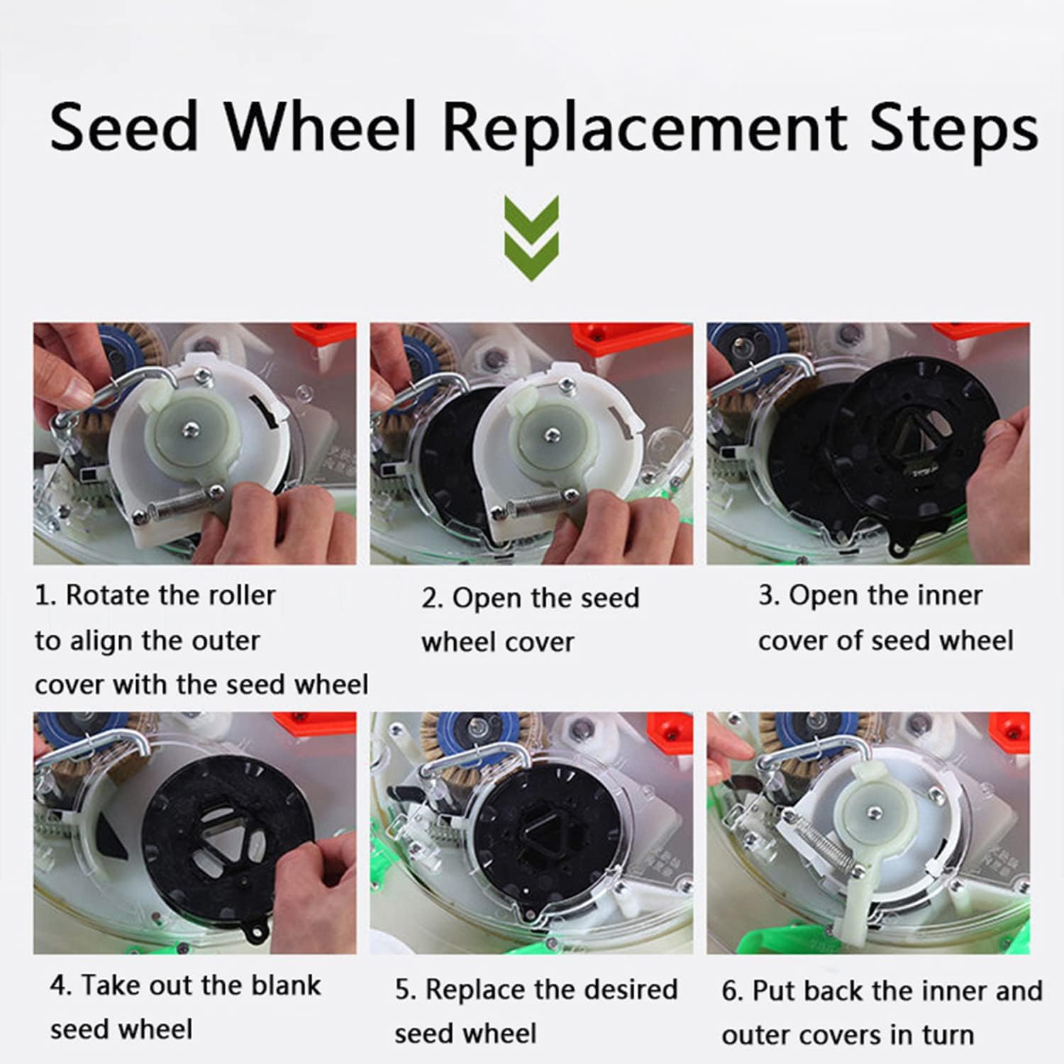 Hand-Push Seeder, Manual Roller Seed Spreader with 8 Seed Plates, Corn Soybean Seed Planter Fertilizer Machine for Lawn & Garden Planting,5 Mouths (5 Mouths