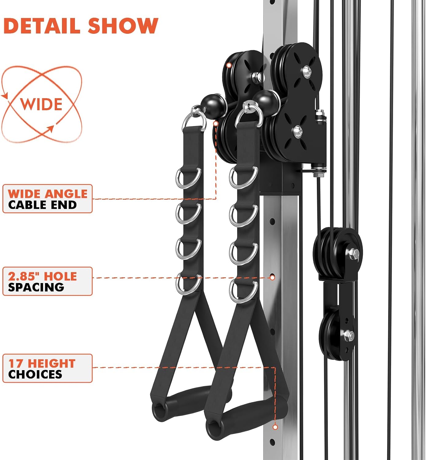 Mikolo Wall Mount Cable Station, Cable Crossover Machine with Dual Pulley System and 19 Adjustable Positions for Home Gym Fitness Equipment