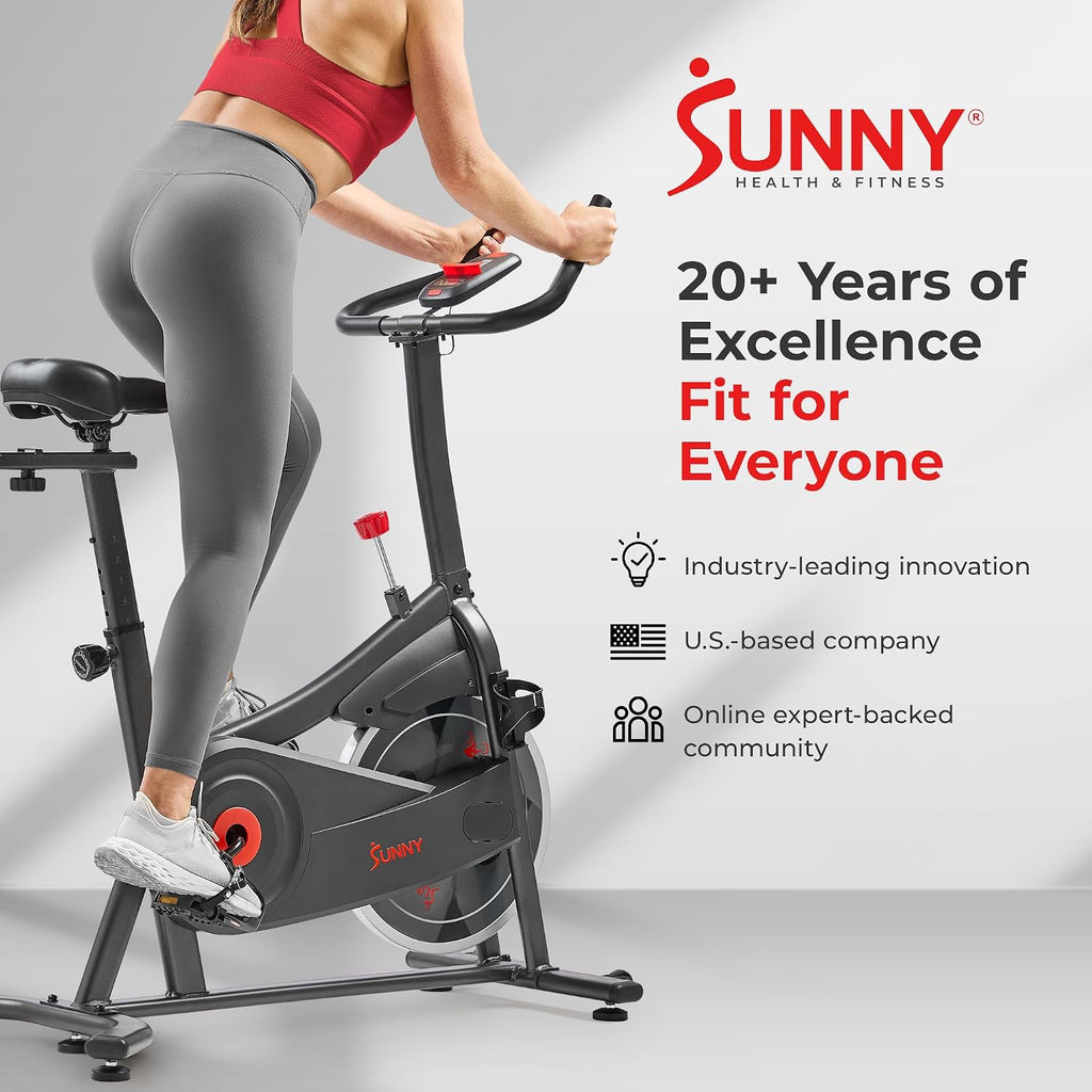Sunny Health & Fitness Smart Magnetic Indoor Cycling Bike, Stationary Exercise Cardio Equipment, Free SunnyFit Training App