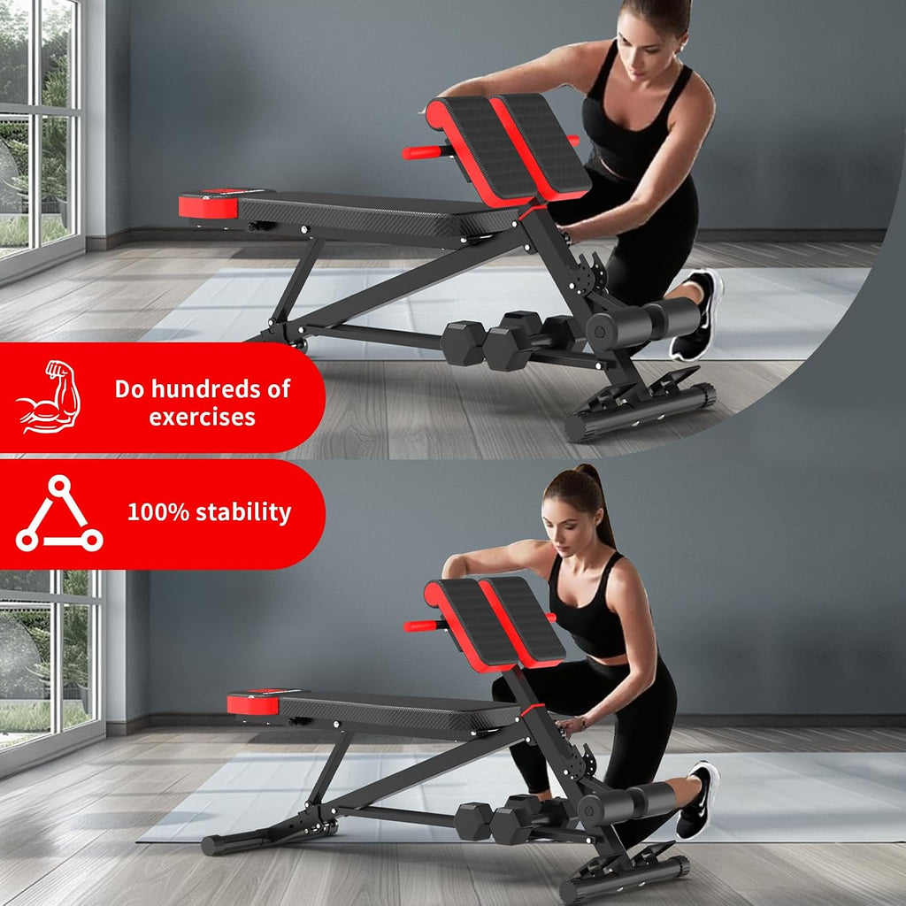 K KiNGKANG Adjustable Weight Bench,Multi-Functional Roman Chair for Full All-in-One Body Workout Hyper Back Extension and Sit up