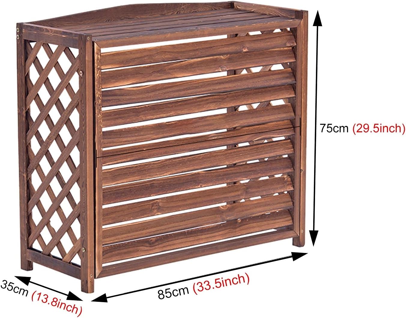 Plant Stand Solid Wood Plant Stand For Hide Ouside Ac Units, Garden Potting Bench Outdoor Plant Work Bench Station, W/Blinds & Lattice Decoration