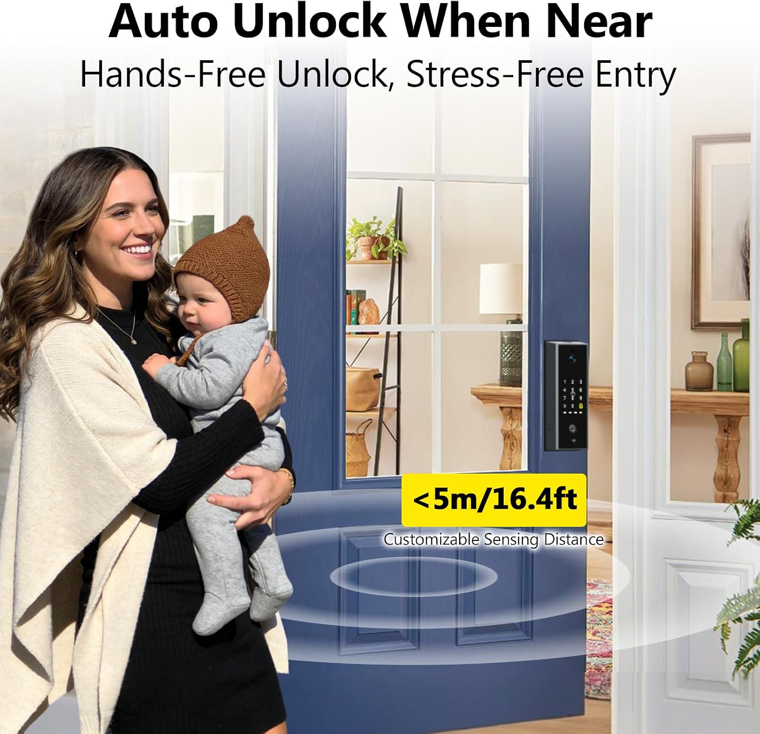 Eseesmart WiFi Video Smart Lock with Camera & Doorbell, Keyless Entry Door Lock with Smart Lock Sensor, 10000mAh Rechargeable Battery, Two-Way Audio, 8 Ways to Unlock, App Remote Control