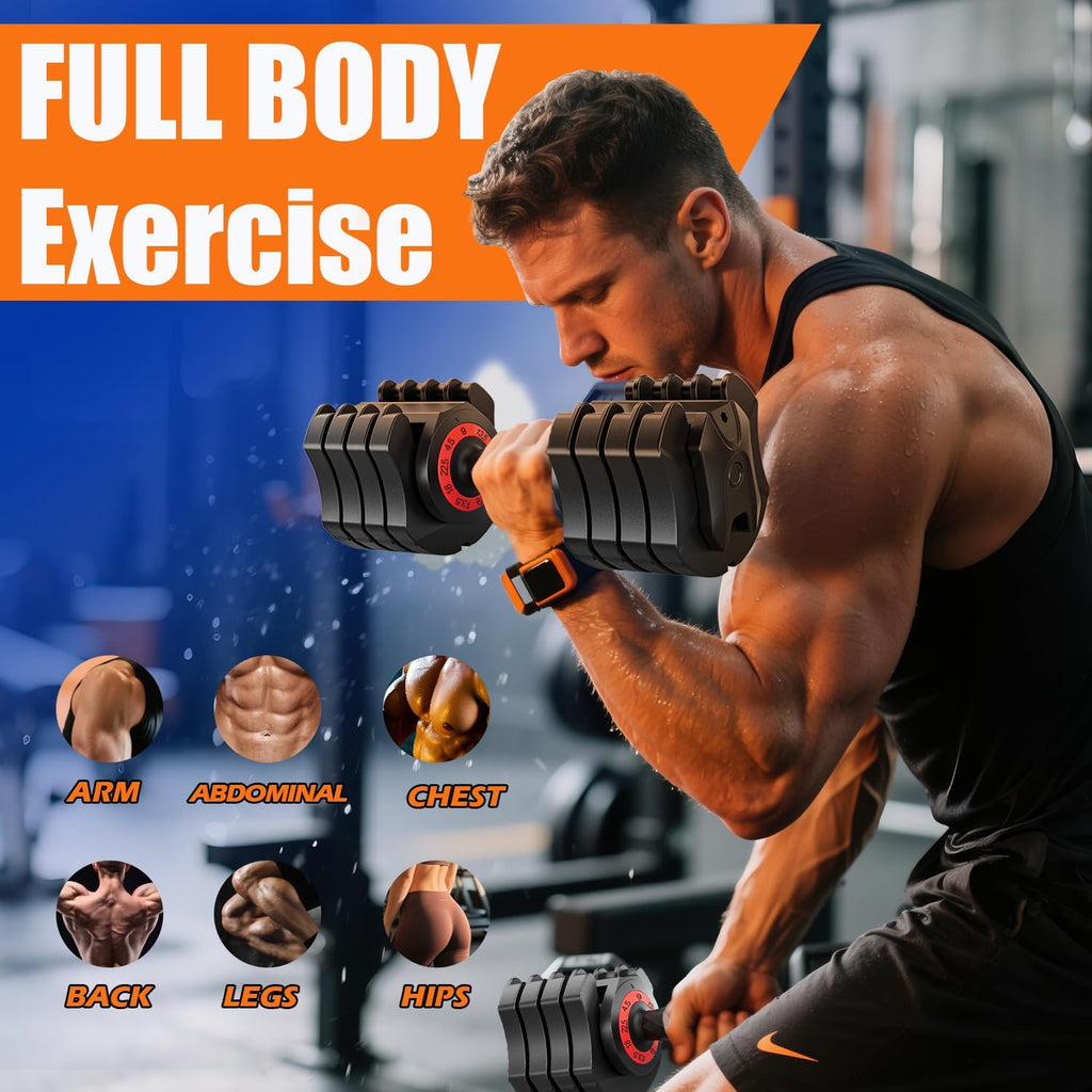 LEEKEY Adjustable Dumbbells, Dumbbells with Anti-Slip Handle for Exercise & Fitness Fast Adjust Weight, Innovative Workout Equipment, Dumbbell Set Adjustable Weight
