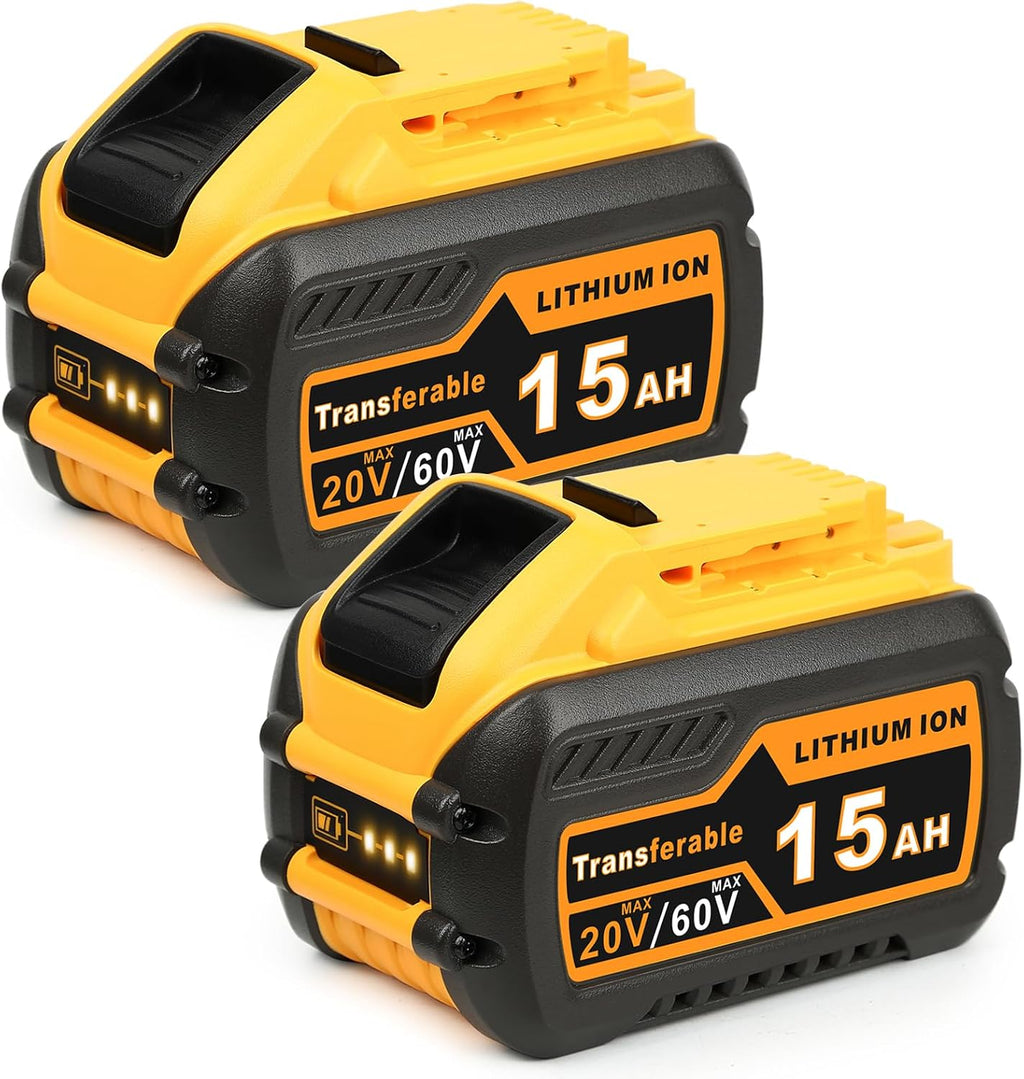 QuasuHaven 15000mAh Replacement for Dewalt 20V/60V Max Battery 2 Pack,High Capacity(DCB615)