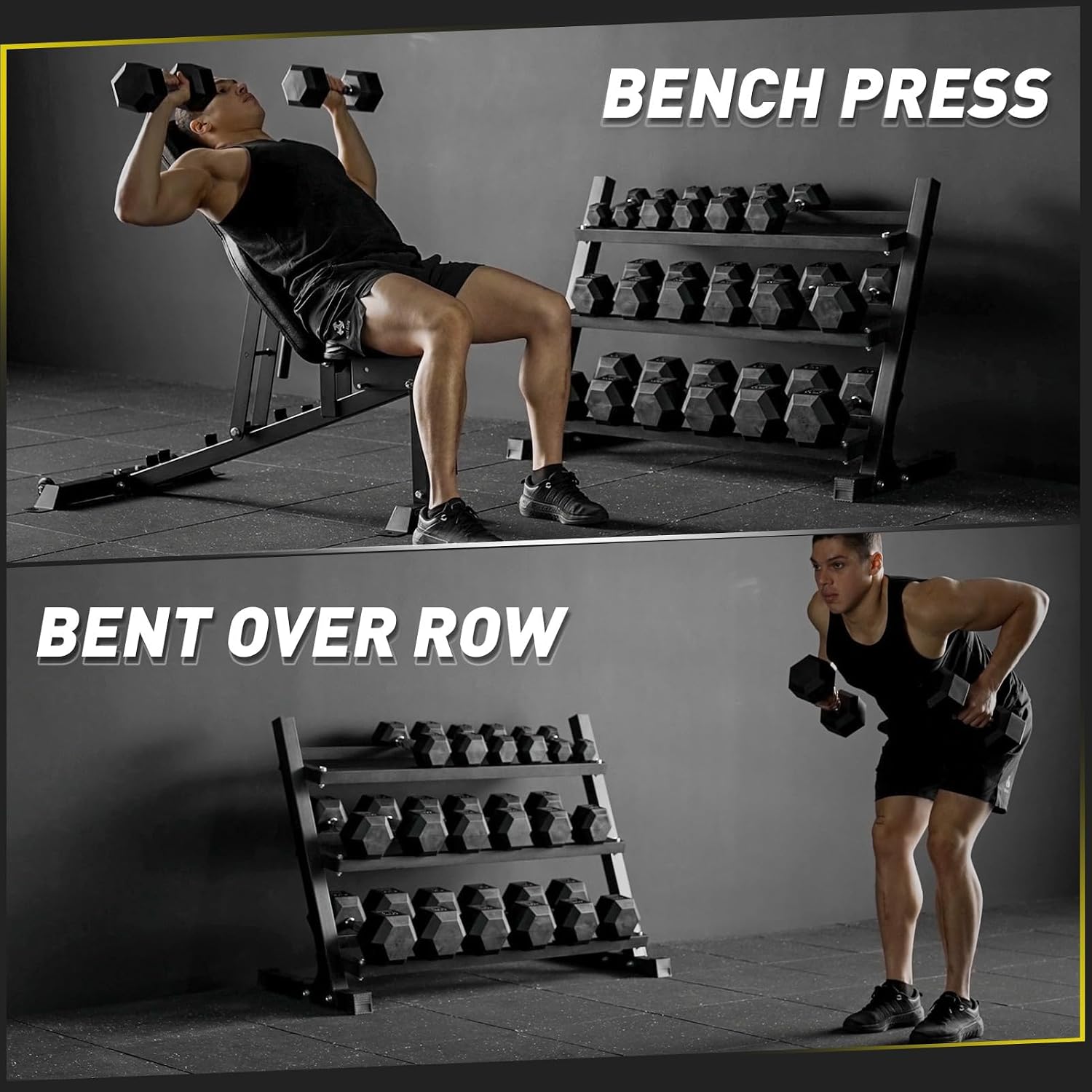Mikolo Dumbbell Sets with Rack, Rubber Hex Dumbbells, Multiple Choices in 160/200/380/450/550LB, Hand Weights with Chrome Handle for Strength Training