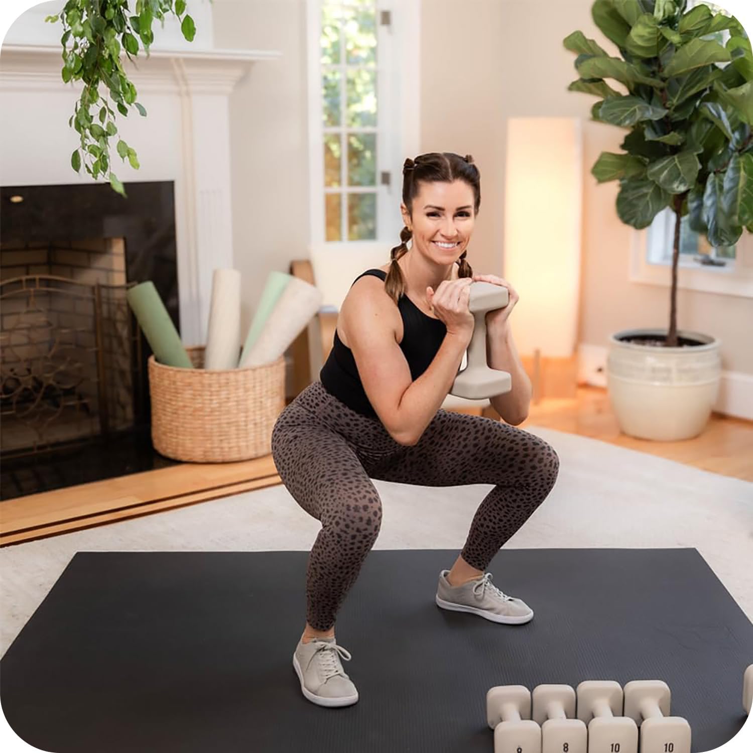 WeGym SafeGrip Square Dumbbells with Anti Slip Handles, Aesthetic Free Weights for Home Workouts, Stable Design Prevents Rolling during Floor Exercises - Set