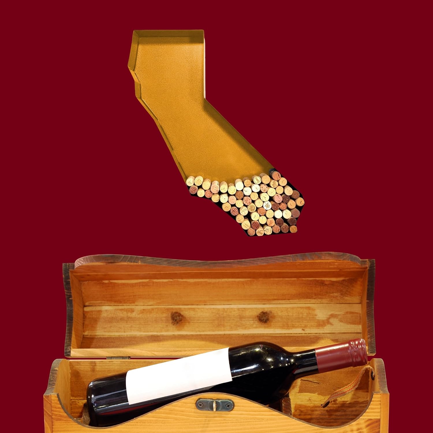 NEONSIGN California State Map Wine Cork Holder Metal Arkansas Decor Sign Wine Bar Pub Home Decoration (Gold, 18 inc)