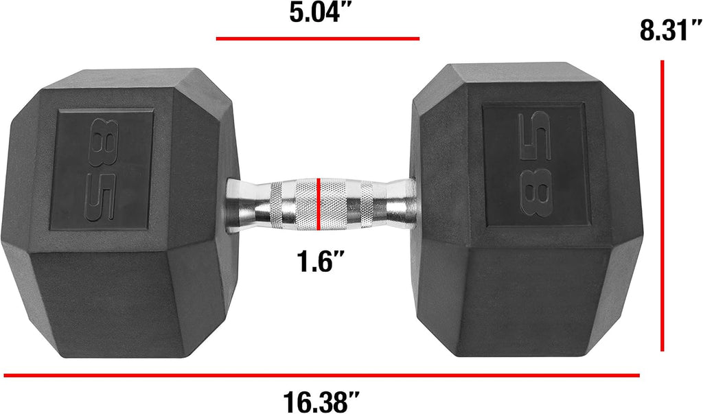WF Athletic Supply Rubber Coated Solid Steel Cast-Iron Pair Dumbbells, Rubber Hex Dumbbells, Hex Weights Dumbbells for Muscle Toning, Full Body Workout, Home Gym Dumbbells, Pair