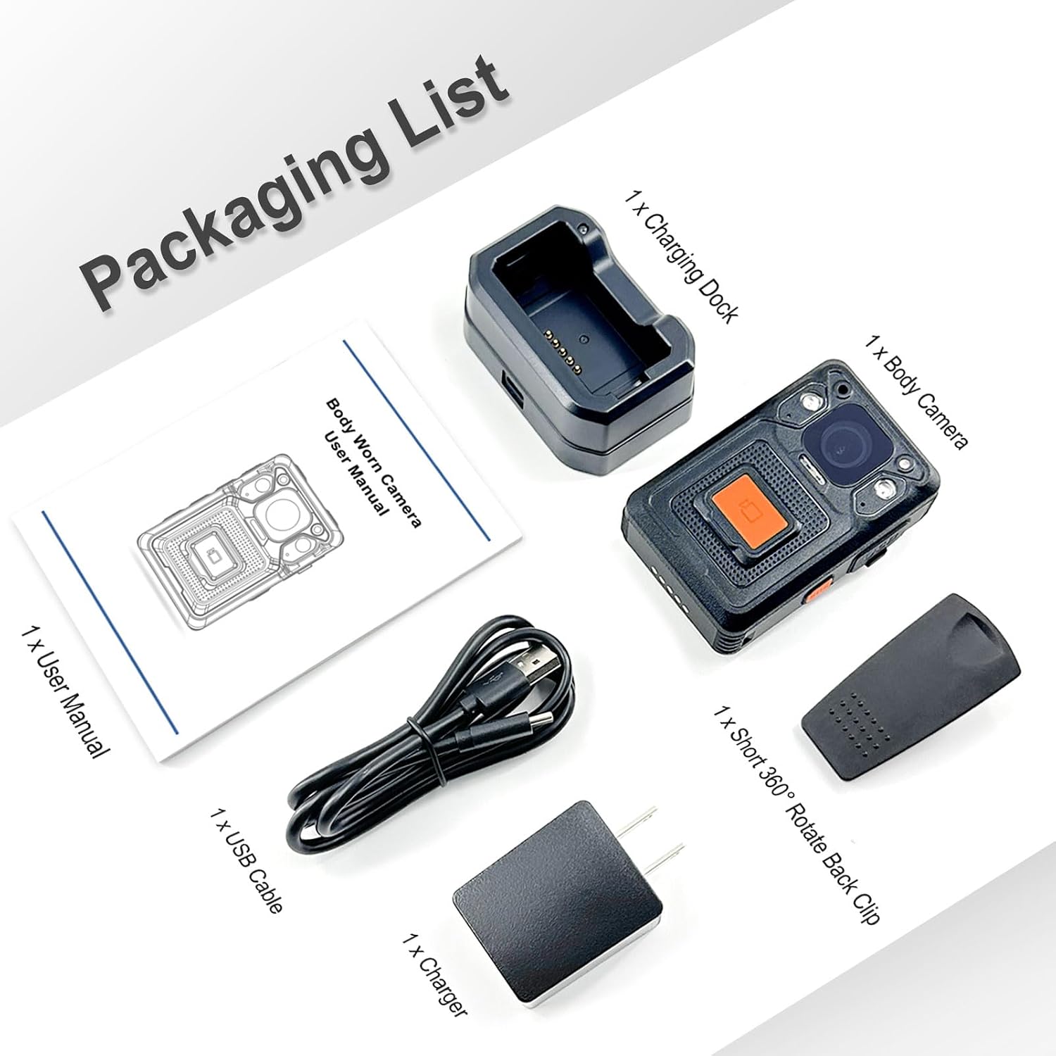 KP22 2.5K Body Cameras,128GB,1512P,H.265,Night Vision,14H Video Record,60FPS,GPS,Pre-Recording,with Car Suction for Dashcams, Security,Law Enforcement, Outdoor Work