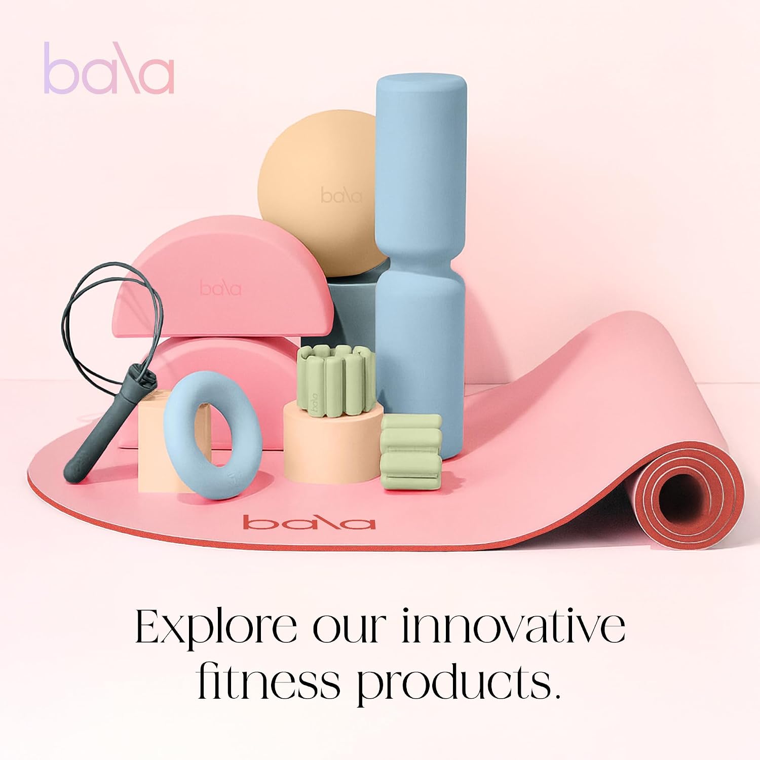 Bala Yoga Mat for Home Gym - Non Slip Exercise Mat for Home Workout, Stretching, Pilates, Aerobics & Floor & Fitness Work Out - Indoor Exercising Mat