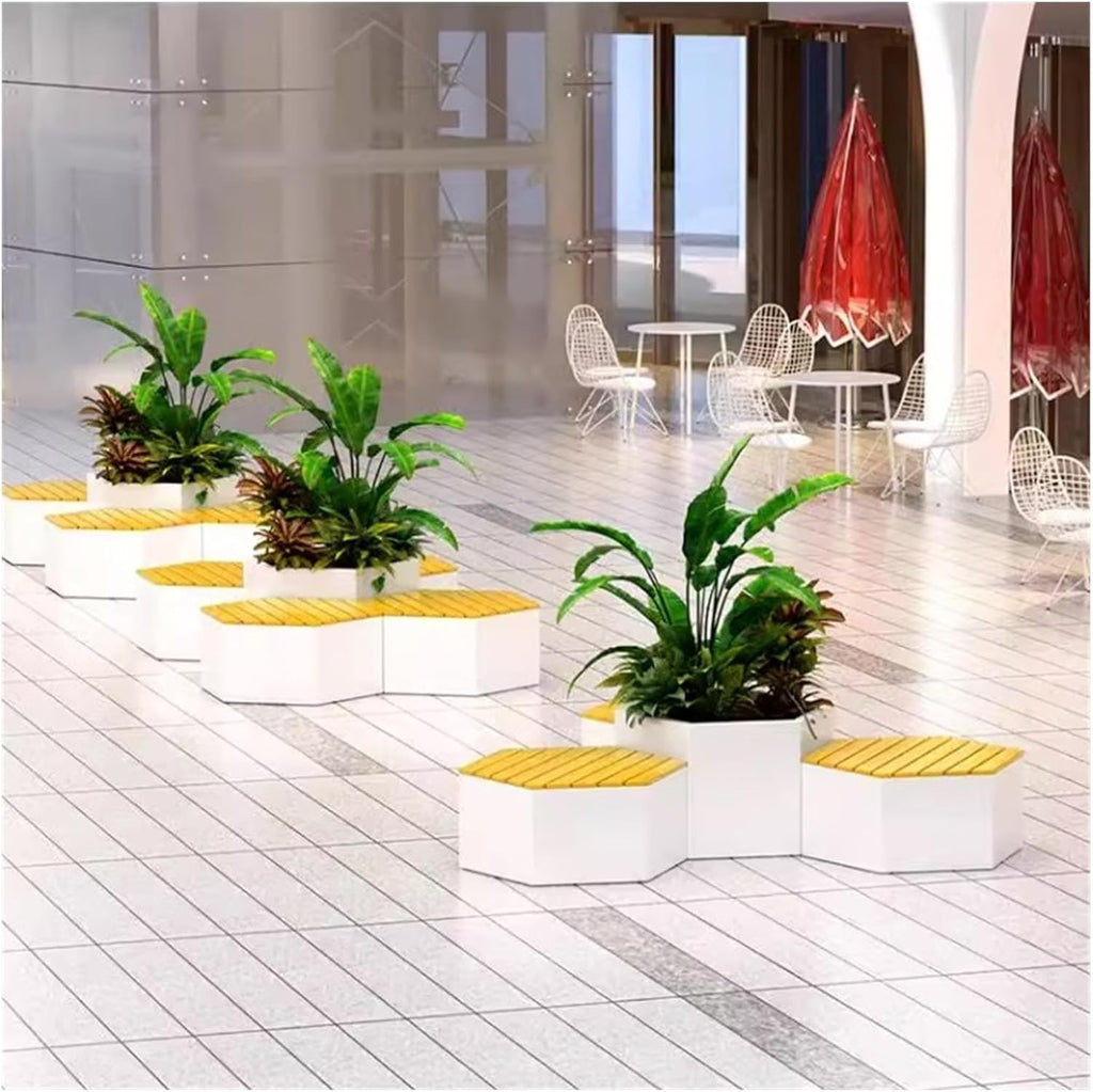 Bench with Planter Box, Outdoor Flowerbox with Bench Set Includes: 1 Flower Box and 3 Benches, Ideal for Outdoors and Indoors Garden Bench(L250*D75*H55cm)