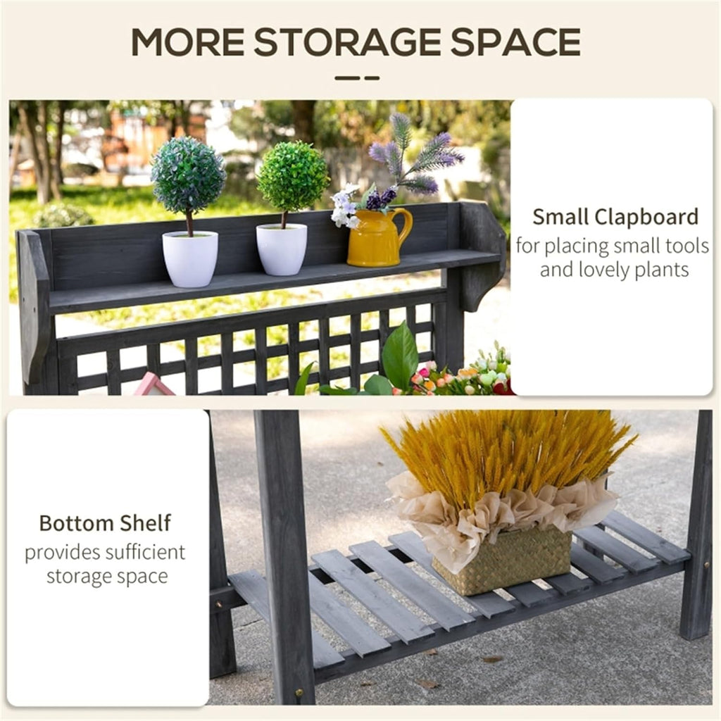 Fir Wood Outdoor Potting Bench, Scalable Frame with Expandable Tabletop & Dry Sink, for Patio Yard Vegetable Herb Gardening(Gray)