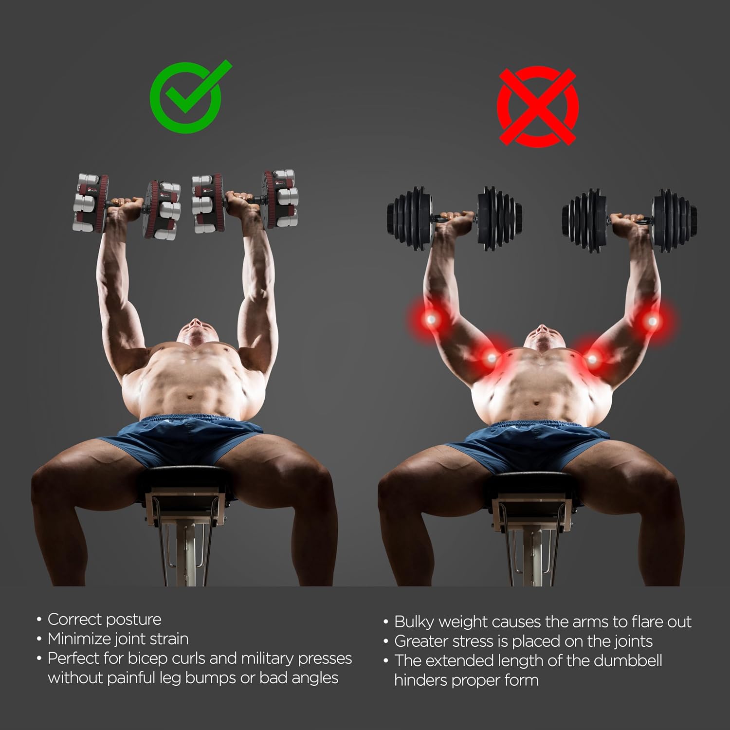 Fitness Reality Adjustable Dumbbells 10-45 Pounds, 3 lbs increments, OPTIONS: Single/Pair/Adjustable Weight Kettlebell